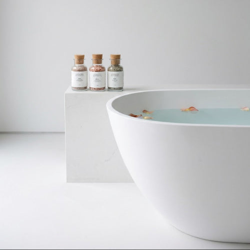 Soaking Bath Salts in Glass Bottles with Cork Stoppers