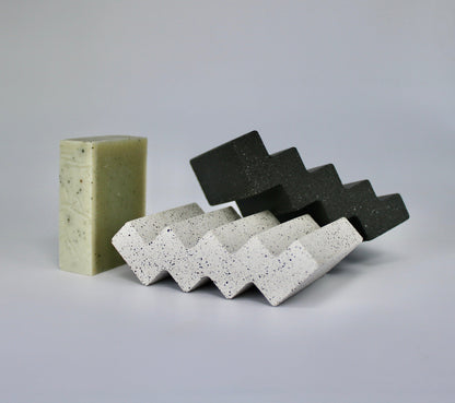 Hand Made ZigZag Concrete Soap Dish in Matte Black or White