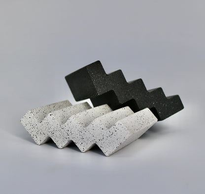 Hand Made ZigZag Concrete Soap Dish in Matte Black or White
